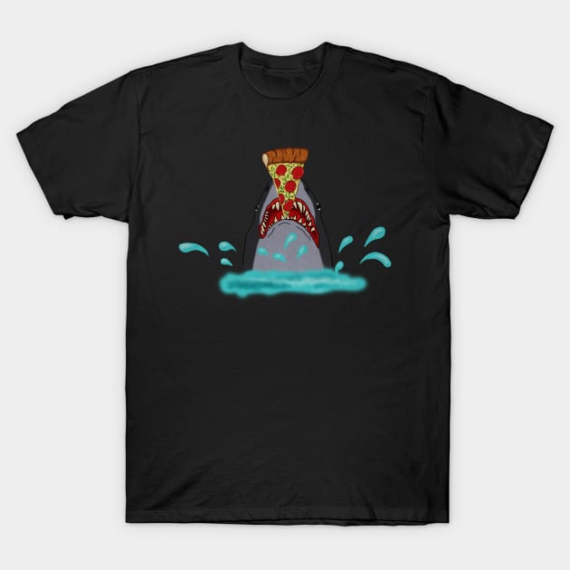 Shark Eating Pizza, Funny Pizza Lover T-Shirt by dukito